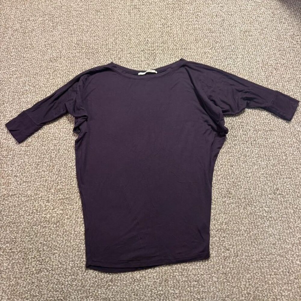 41 Hawthorn Purple Boat Neck 3/4 Length Dolman Sleeve Top Modal Small